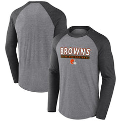 Cleveland Browns Tri-Blend Raglan Long Sleeve T-Shirt - Heather Gray/Charcoal - Fanatics