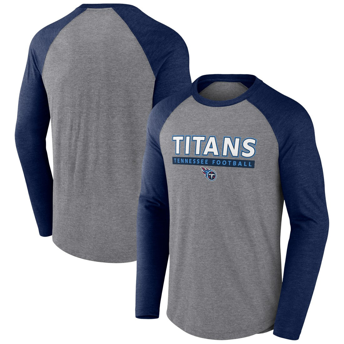 Tennessee Titans Tri-Blend Raglan Long Sleeve T-Shirt - Heather Gray/Navy - Fanatics