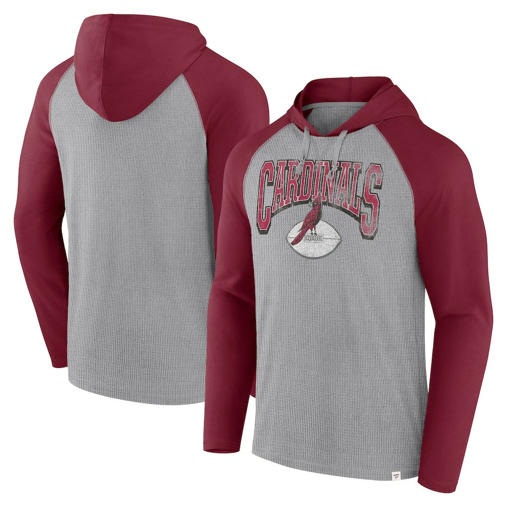 Arizona Cardinals Under Center Long Sleeve Hoodie T-Shirt - Gray/Cardinal - Fanatics