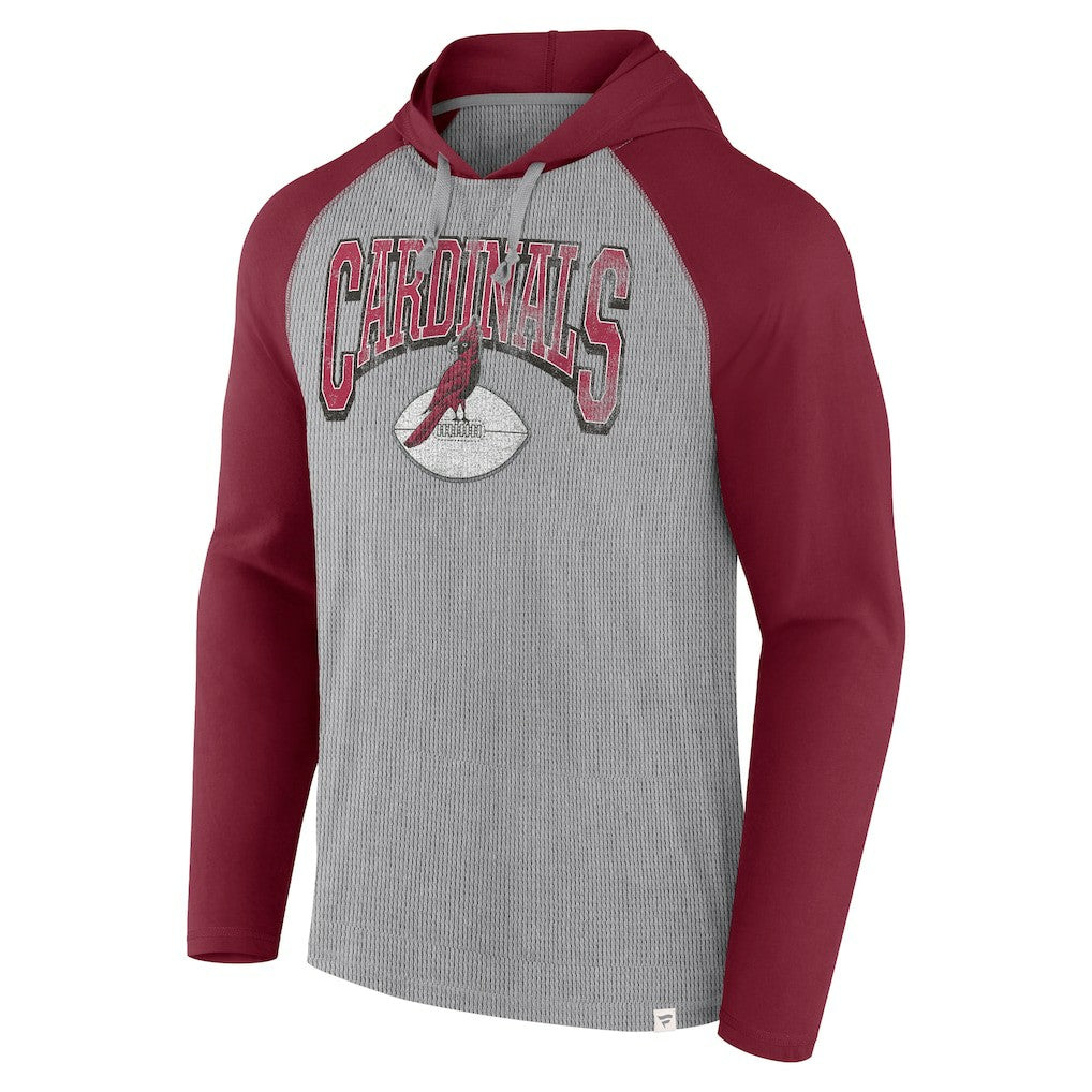 Arizona Cardinals Under Center Long Sleeve Hoodie T-Shirt - Gray/Cardinal - Fanatics