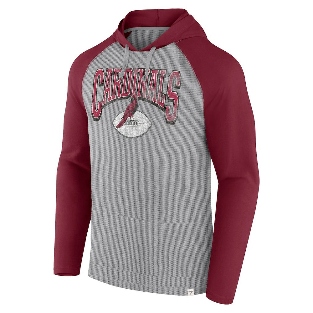Arizona Cardinals Under Center Long Sleeve Hoodie T-Shirt - Gray/Cardinal - Fanatics