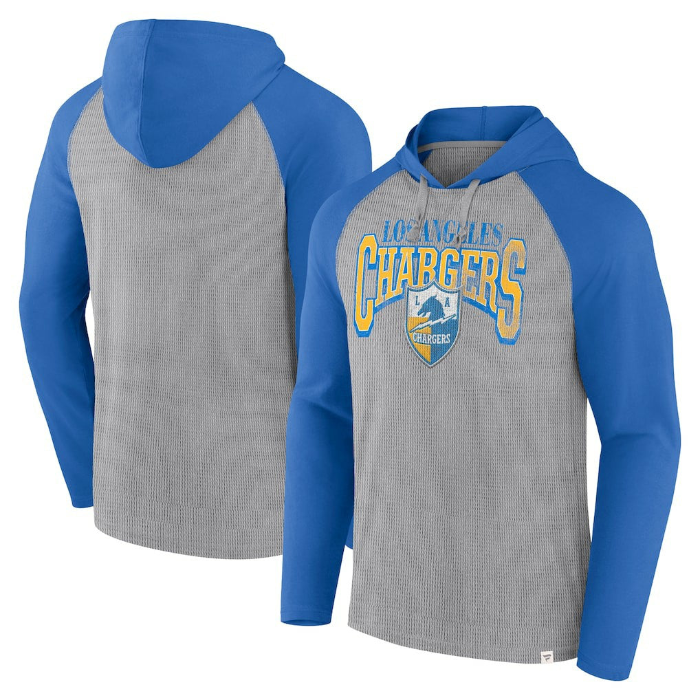 Los Angeles Chargers Under Center Long Sleeve Hoodie T-Shirt - Gray/Powder Blue - Fanatics