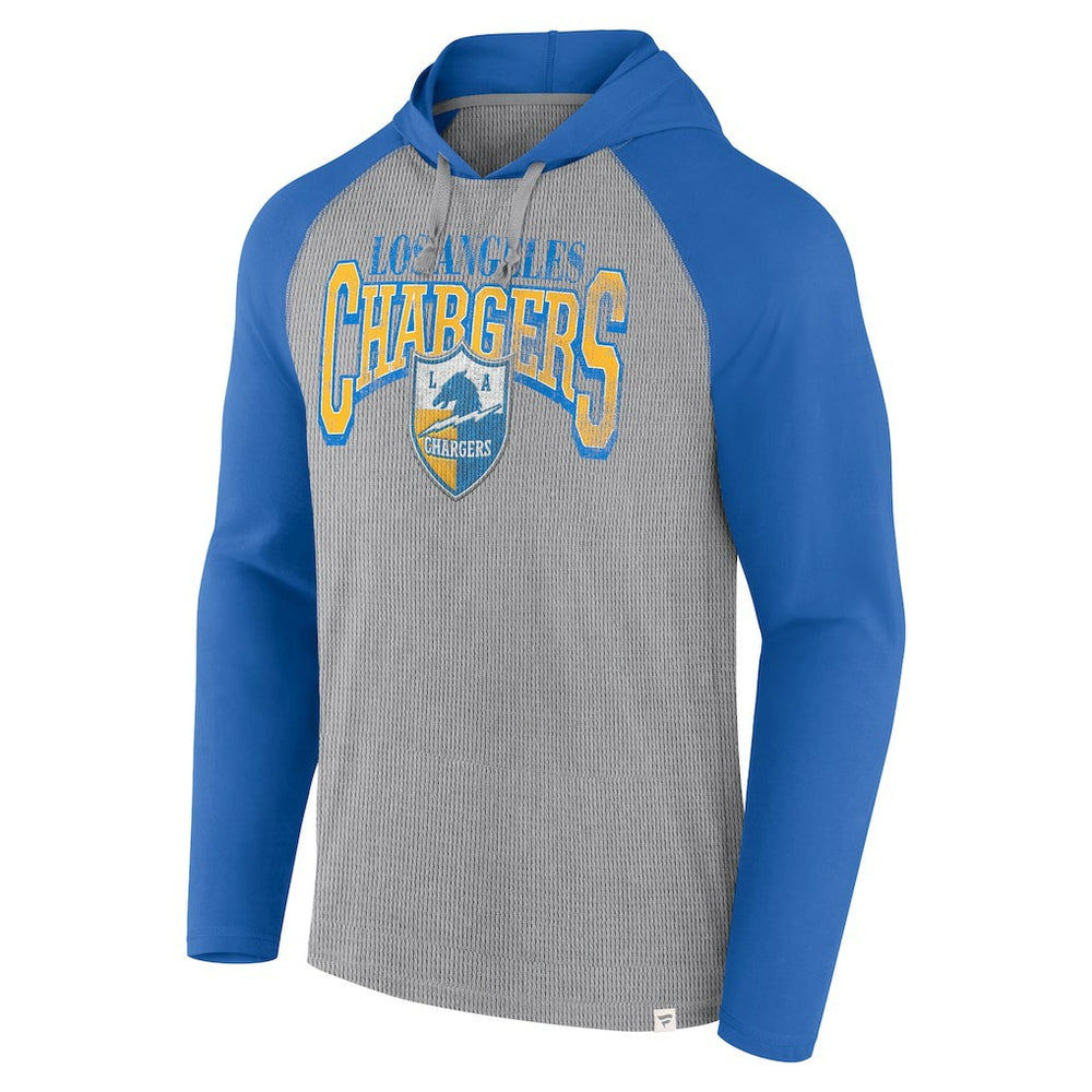 Los Angeles Chargers Under Center Long Sleeve Hoodie T-Shirt - Gray/Powder Blue - Fanatics