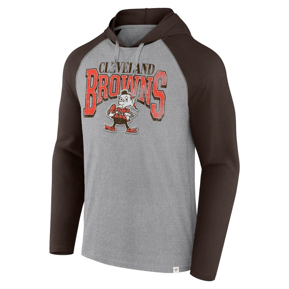 Cleveland Browns Under Center Long Sleeve Hoodie T-Shirt - Gray/Brown - Fanatics