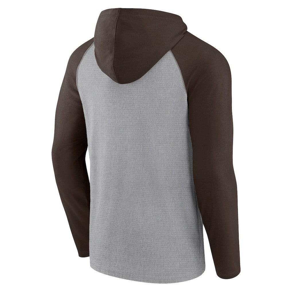 Cleveland Browns Under Center Long Sleeve Hoodie T-Shirt - Gray/Brown - Fanatics