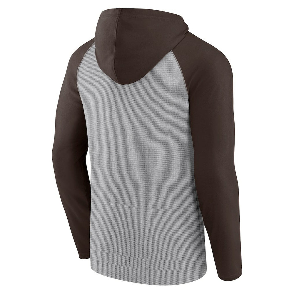 Cleveland Browns Under Center Long Sleeve Hoodie T-Shirt - Gray/Brown - Fanatics