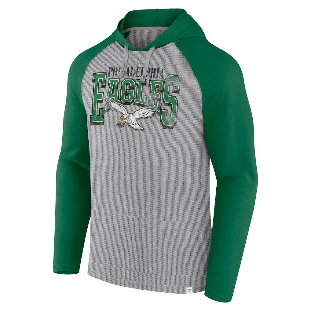 Philadelphia Eagles Under Center Long Sleeve Hoodie T-Shirt - Gray/Kelly Green - Fanatics