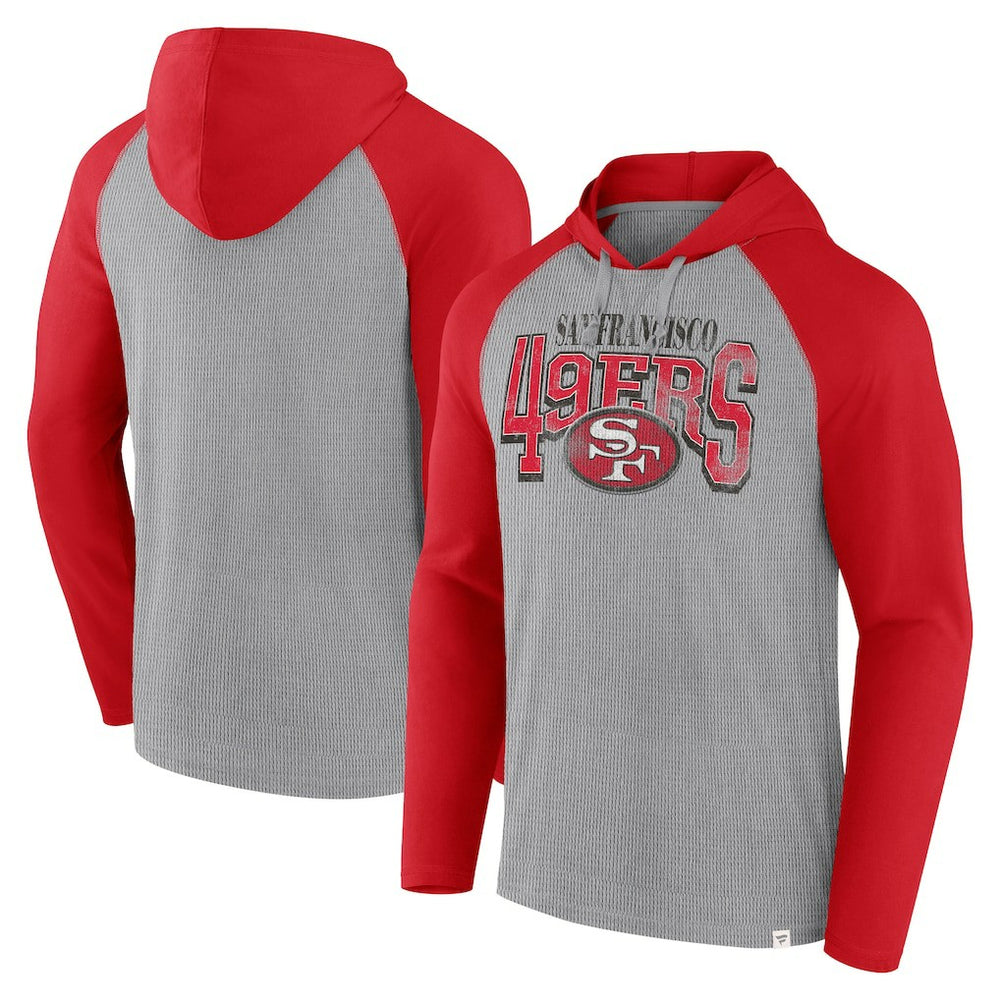 San Francisco 49ers Under Center Long Sleeve Hoodie T-Shirt - Gray/Scarlet - Fanatics
