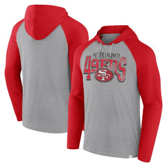 San Francisco 49ers Under Center Long Sleeve Hoodie T-Shirt - Gray/Scarlet - Fanatics
