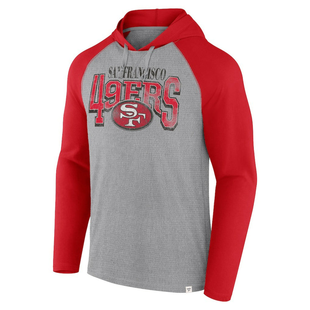 San Francisco 49ers Under Center Long Sleeve Hoodie T-Shirt - Gray/Scarlet - Fanatics