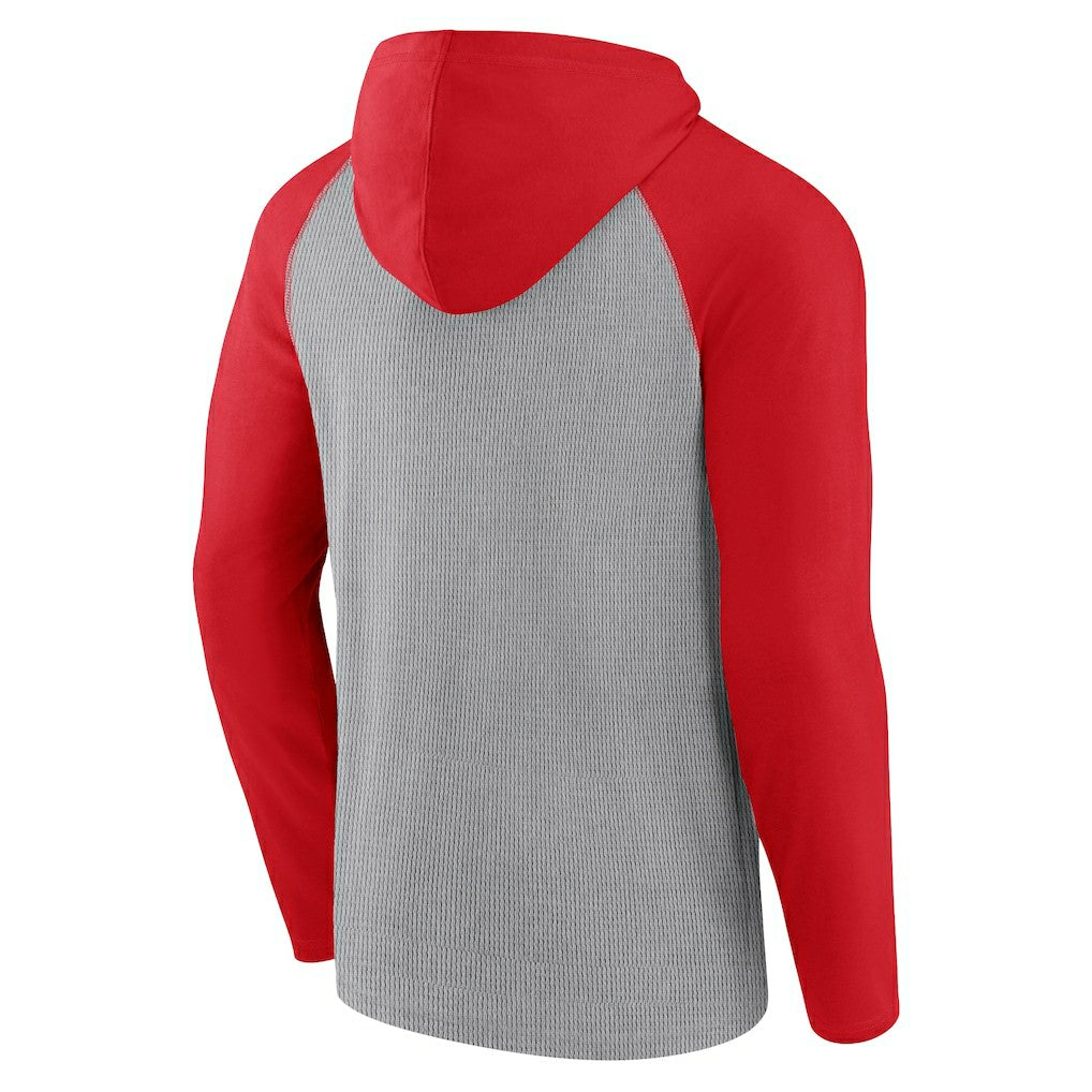San Francisco 49ers Under Center Long Sleeve Hoodie T-Shirt - Gray/Scarlet - Fanatics