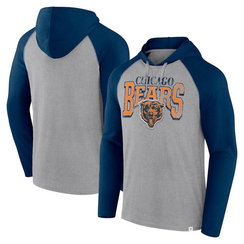 Chicago Bears Under Center Long Sleeve Hoodie T-Shirt - Gray/Navy - Fanatics