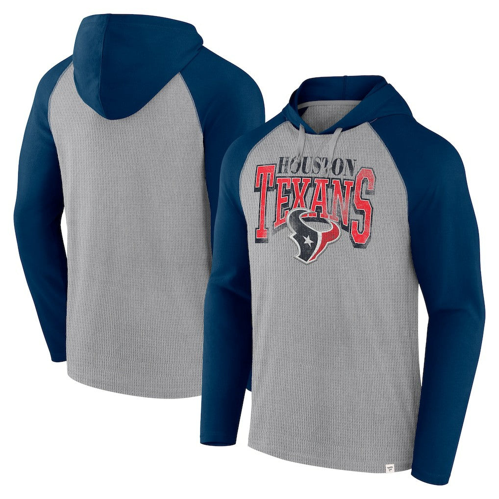 Houston Texans Under Center Long Sleeve Hoodie T-Shirt - Gray/Navy - Fanatics