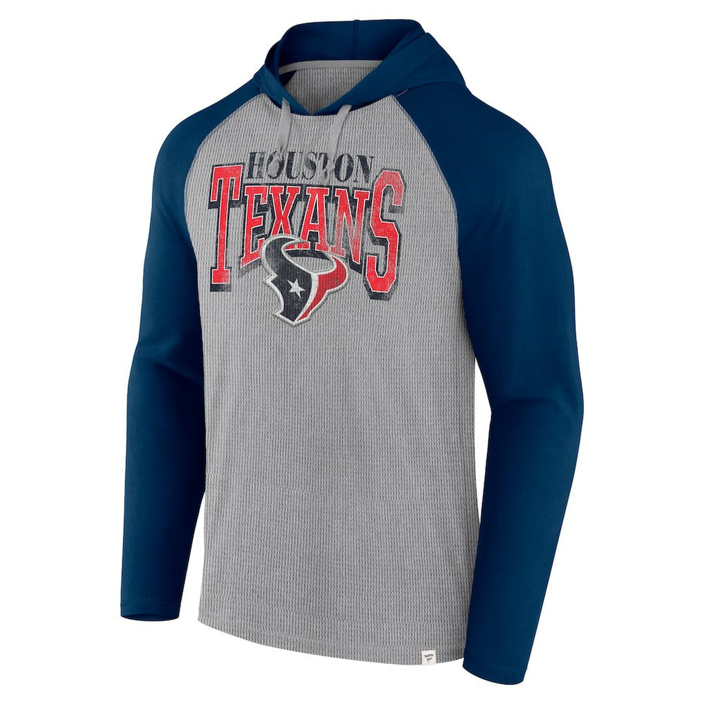 Houston Texans Under Center Long Sleeve Hoodie T-Shirt - Gray/Navy - Fanatics