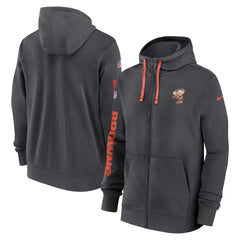 Cleveland Browns 2024 Sideline Club Full-Zip Hoodie - Anthracite - Nike