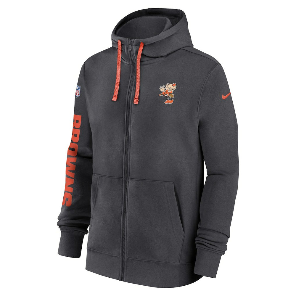 Cleveland Browns 2024 Sideline Club Full-Zip Hoodie - Anthracite - Nike