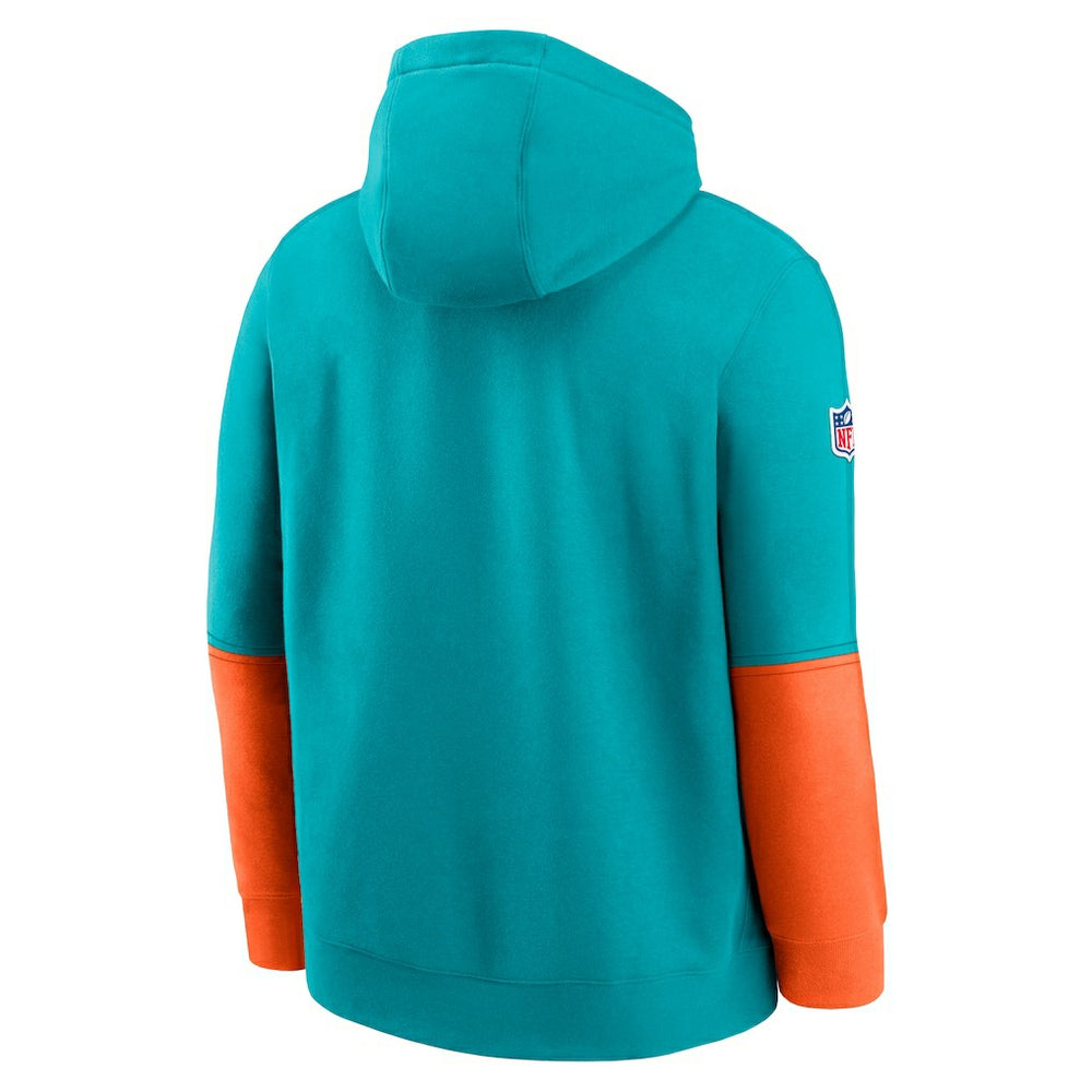 Miami Dolphins 2024 Sideline Club Pullover Hoodie - Aqua - Nike