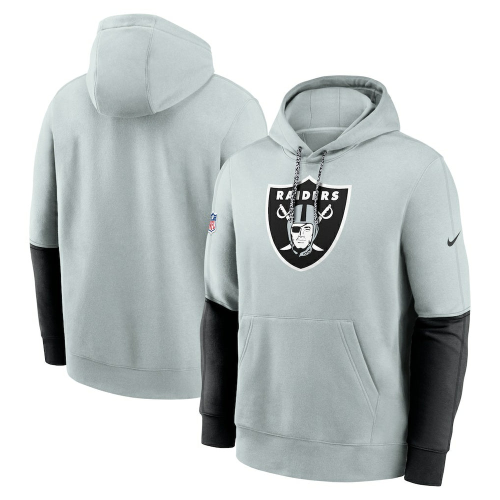 Las Vegas Raiders 2024 Sideline Club Pullover Hoodie - Silver - Nike