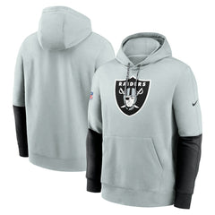 Las Vegas Raiders 2024 Sideline Club Pullover Hoodie - Silver - Nike