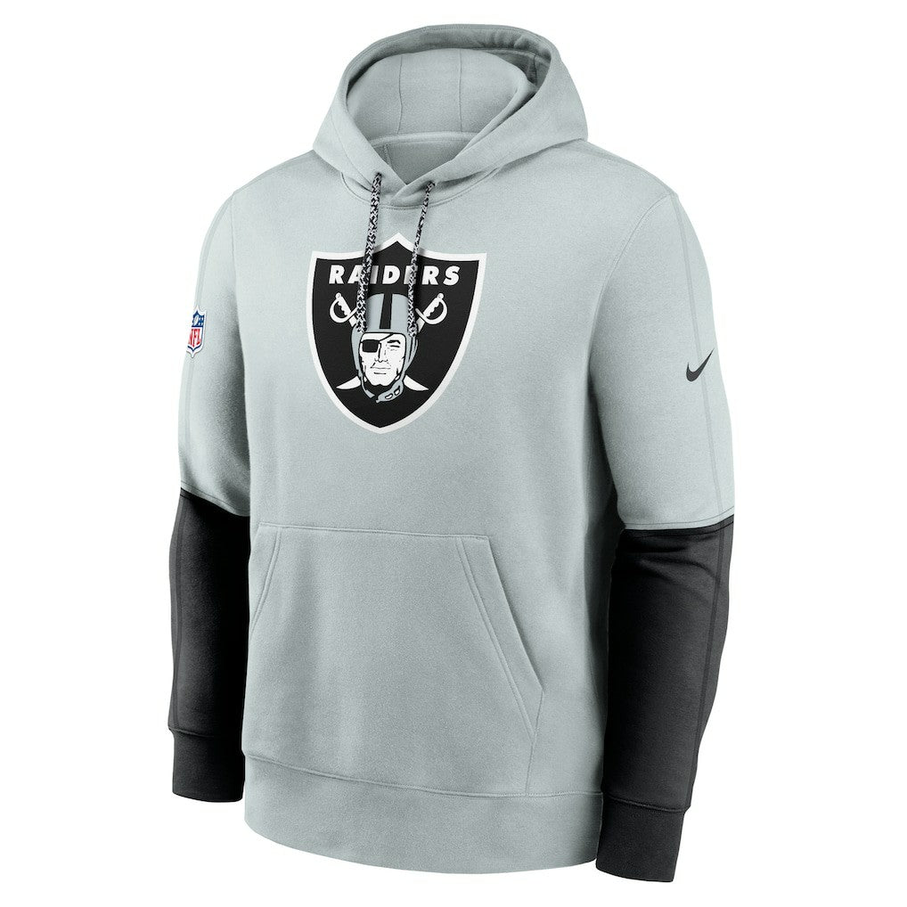 Las Vegas Raiders 2024 Sideline Club Pullover Hoodie - Silver - Nike