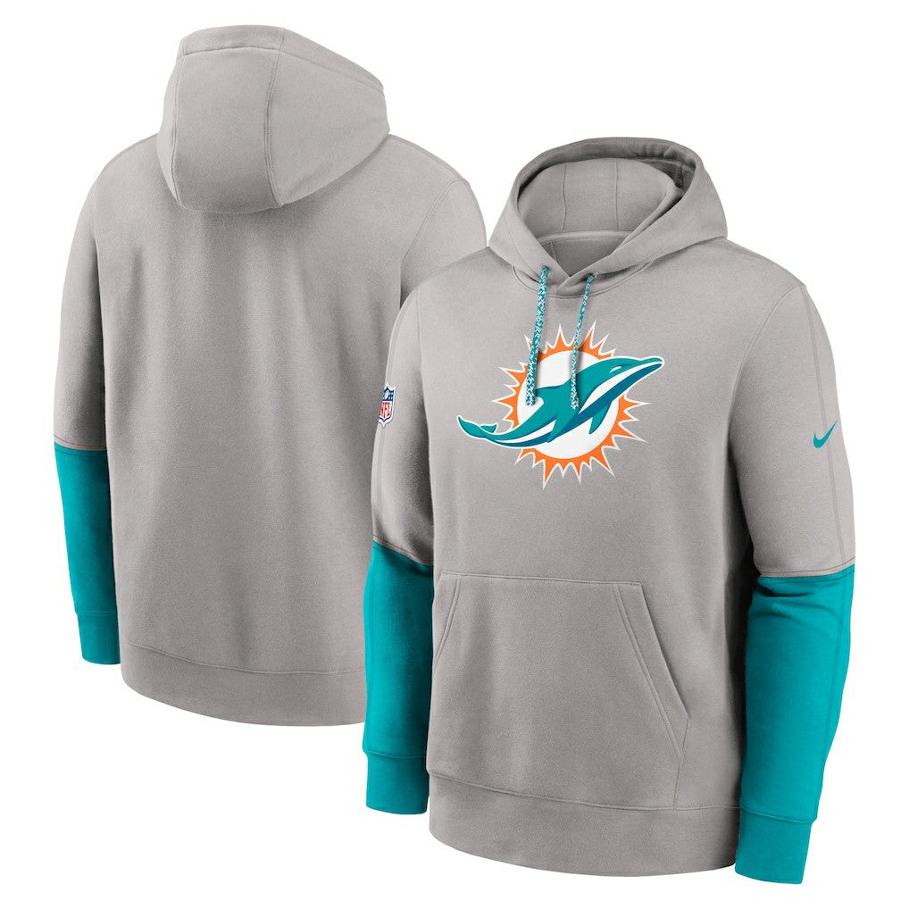 Miami Dolphins 2024 Sideline Club Pullover Hoodie - Gray - Nike
