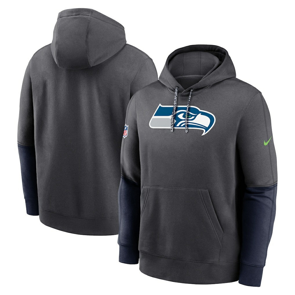 Seattle Seahawks 2024 Sideline Club Pullover Hoodie - Anthracite - Nike