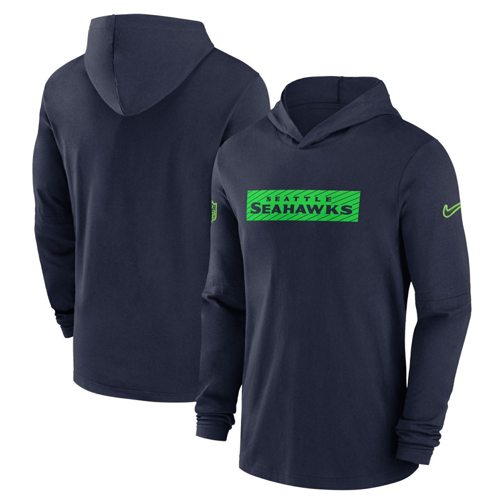 Seattle Seahawks 2024/25 Sideline Performance Long Sleeve Hoodie T-Shirt - College Navy - Nike