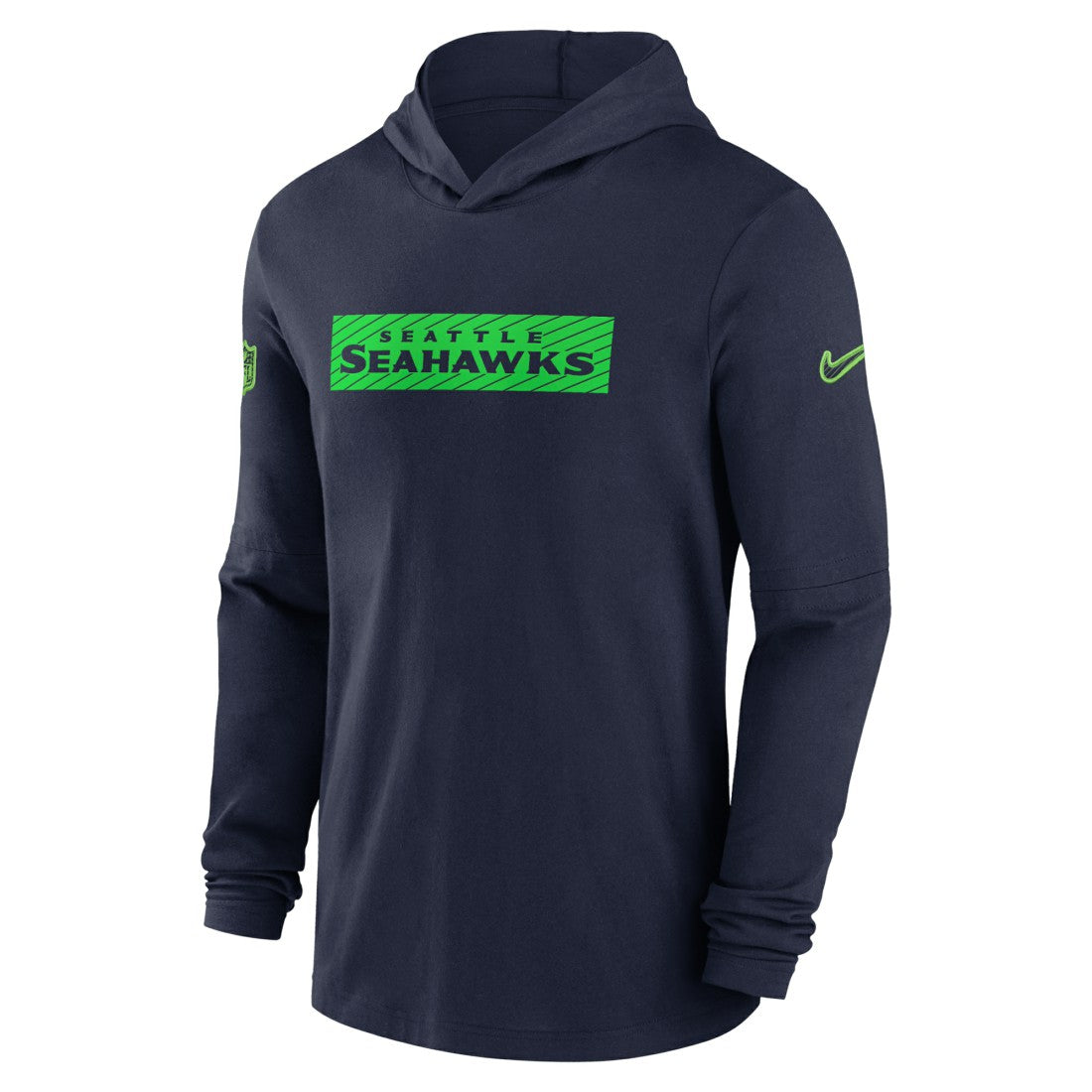 Seattle Seahawks 2024/25 Sideline Performance Long Sleeve Hoodie T-Shirt - College Navy - Nike
