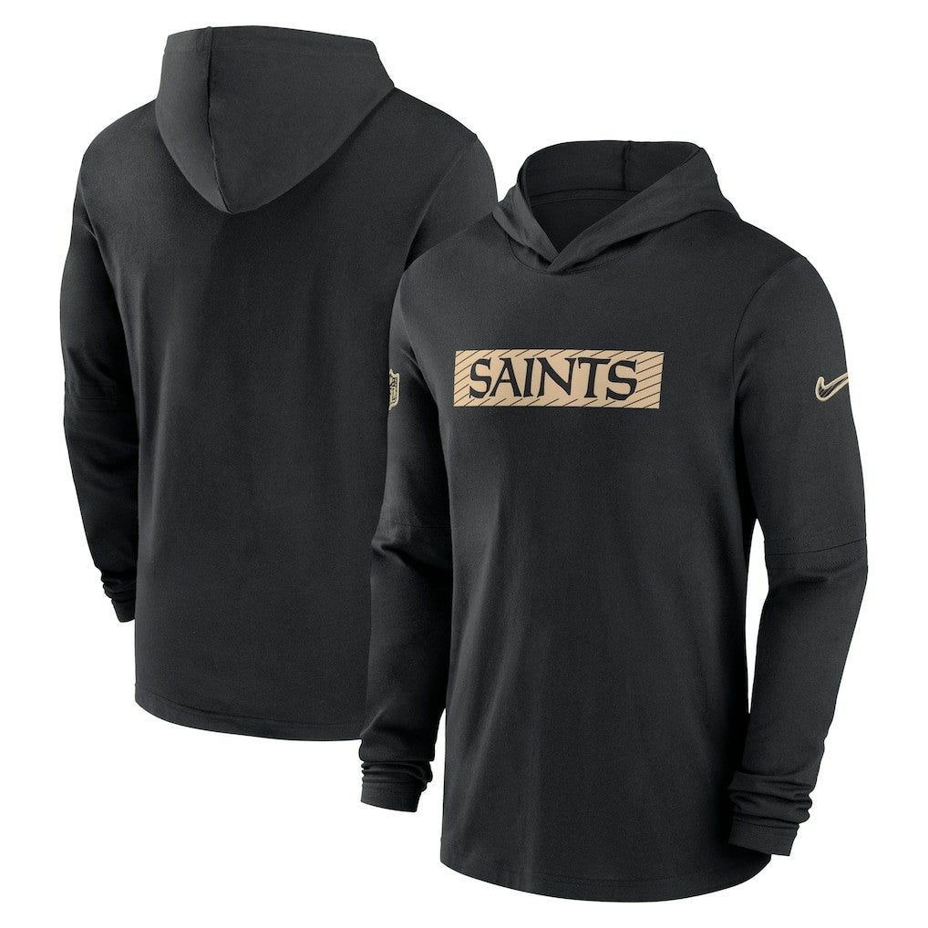 New Orleans Saints 2024/25 Sideline Performance Long Sleeve Hoodie T-Shirt - Black - Nike