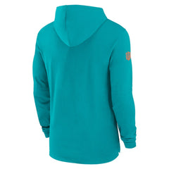 Miami Dolphins 2024/25 Sideline Performance Long Sleeve Hoodie T-Shirt - Aqua - Nike
