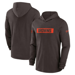 Cleveland Browns 2024/25 Sideline Performance Long Sleeve Hoodie T-Shirt - Brown - Nike