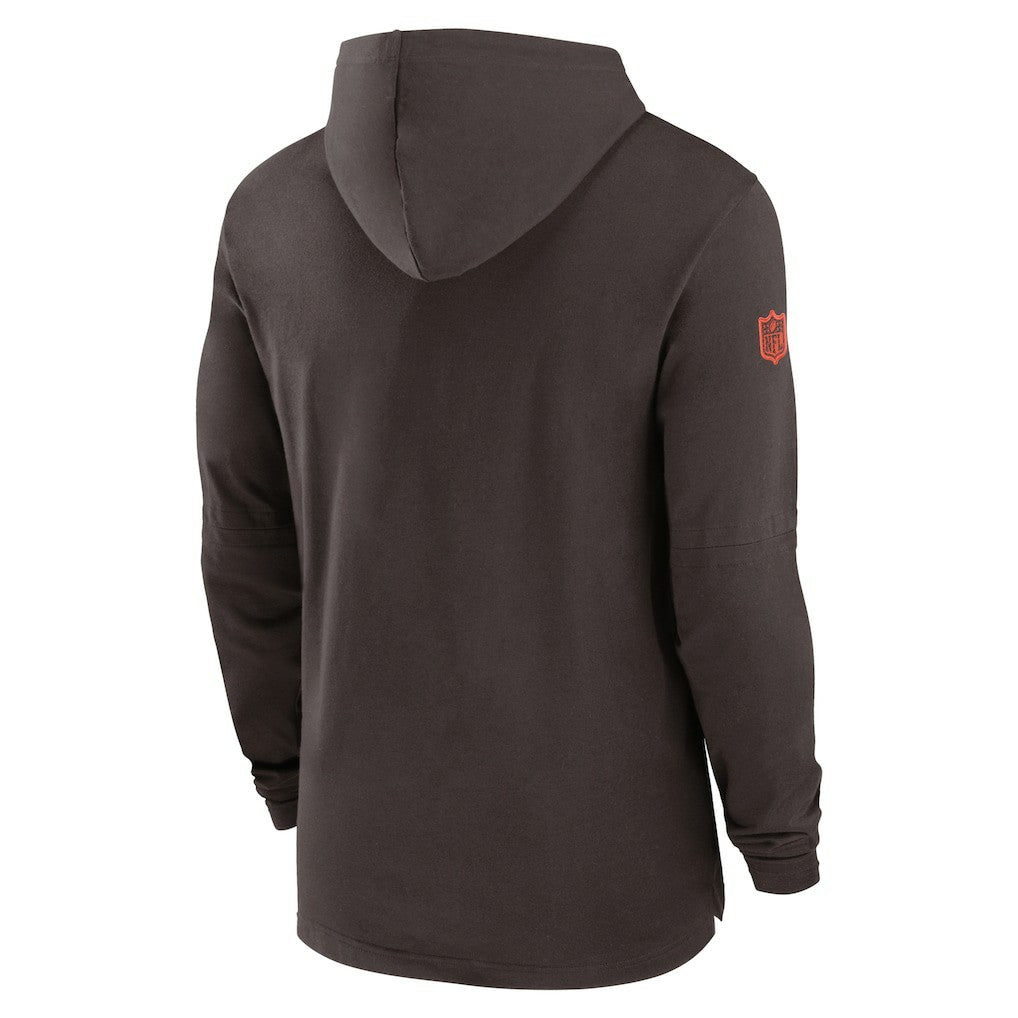 Cleveland Browns 2024/25 Sideline Performance Long Sleeve Hoodie T-Shirt - Brown - Nike