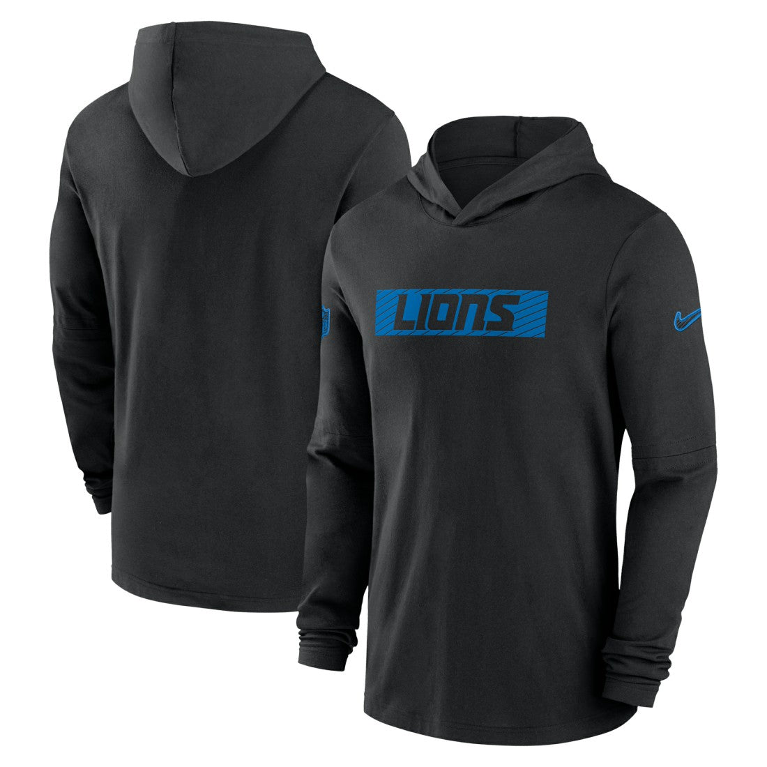 Detroit Lions 2024/25 Sideline Performance Long Sleeve Hoodie T-Shirt - Black - Nike