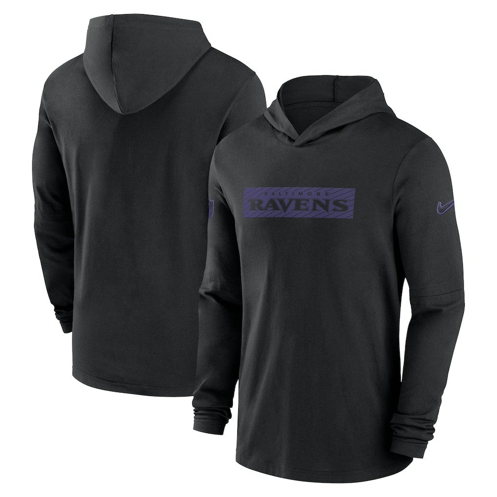 Baltimore Ravens 2024/25 Sideline Performance Long Sleeve Hoodie T-Shirt - Black - Nike