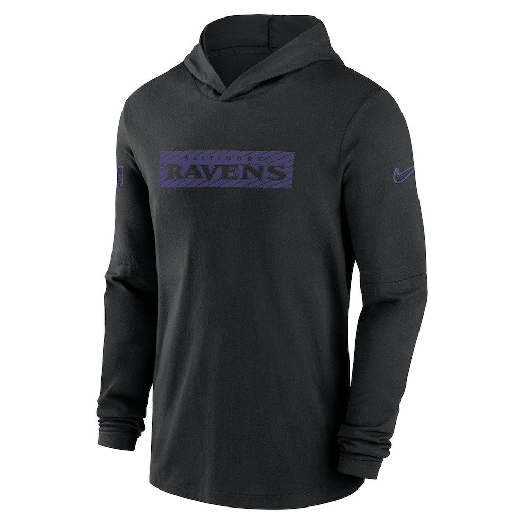 Baltimore Ravens 2024/25 Sideline Performance Long Sleeve Hoodie T-Shirt - Black - Nike