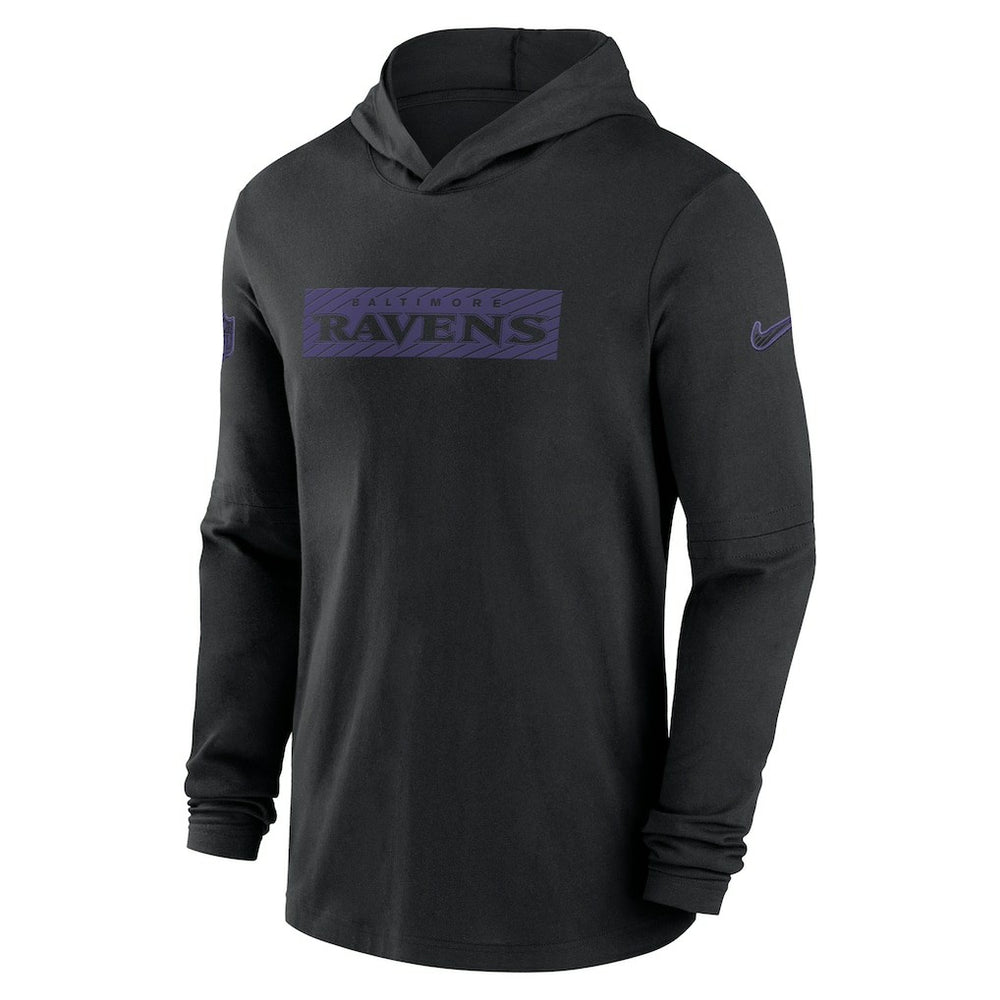 Baltimore Ravens 2024/25 Sideline Performance Long Sleeve Hoodie T-Shirt - Black - Nike