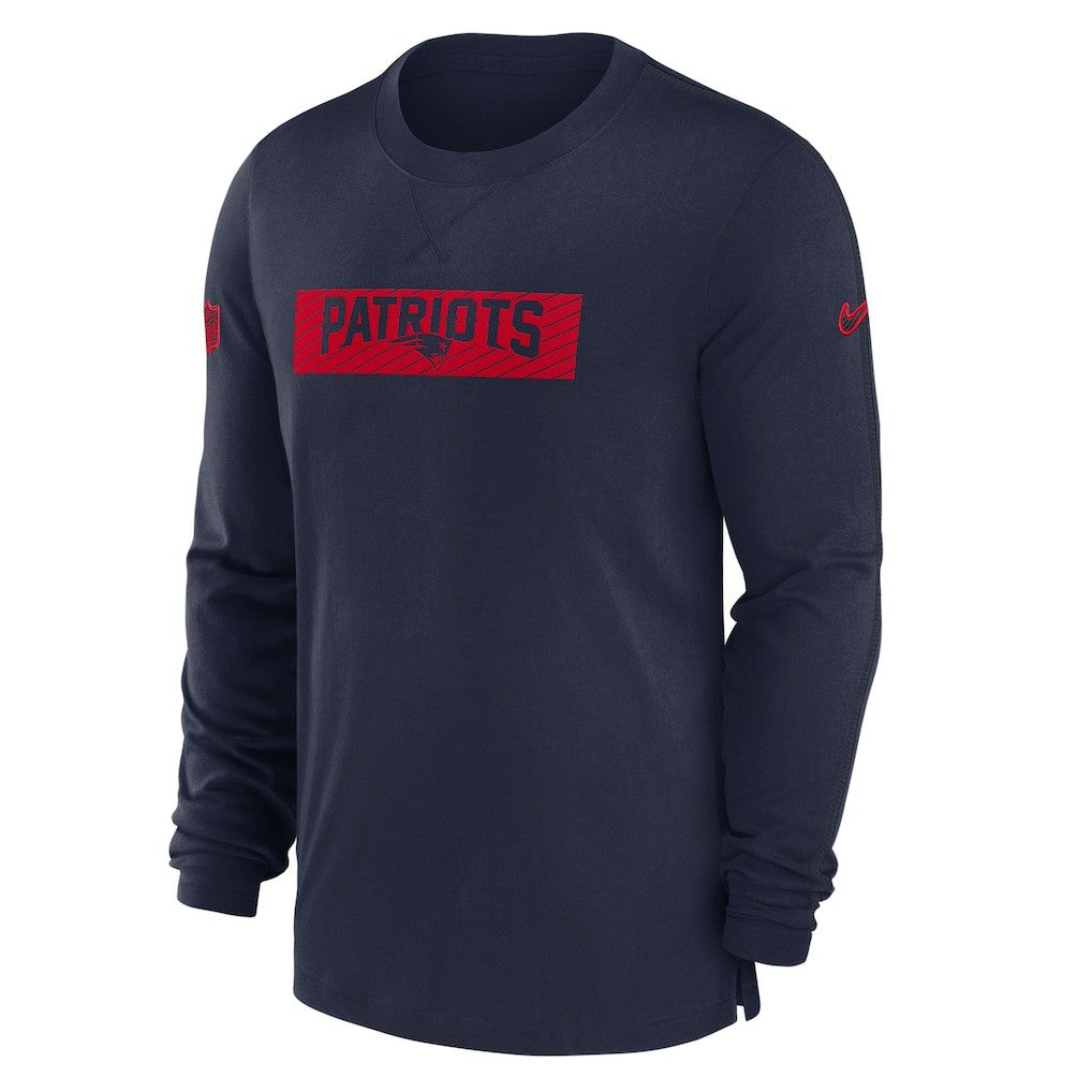New England Patriots Sideline Player Performance Long Sleeve T-Shirt - Navy - Nike