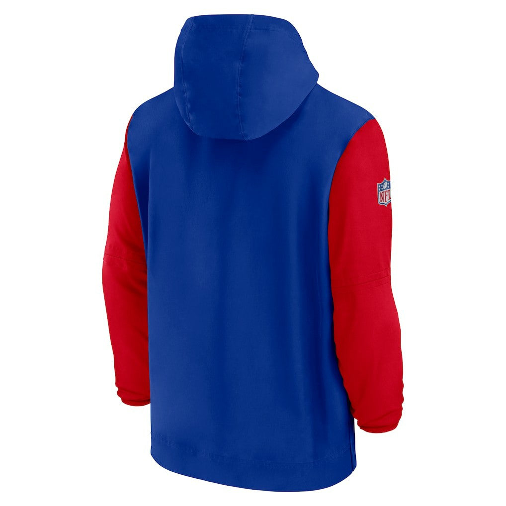 Buffalo Bills 2024/25 Sideline Pre-Game Player 1/2-Zip Hoodie Jacket - Royal/Red - Nike
