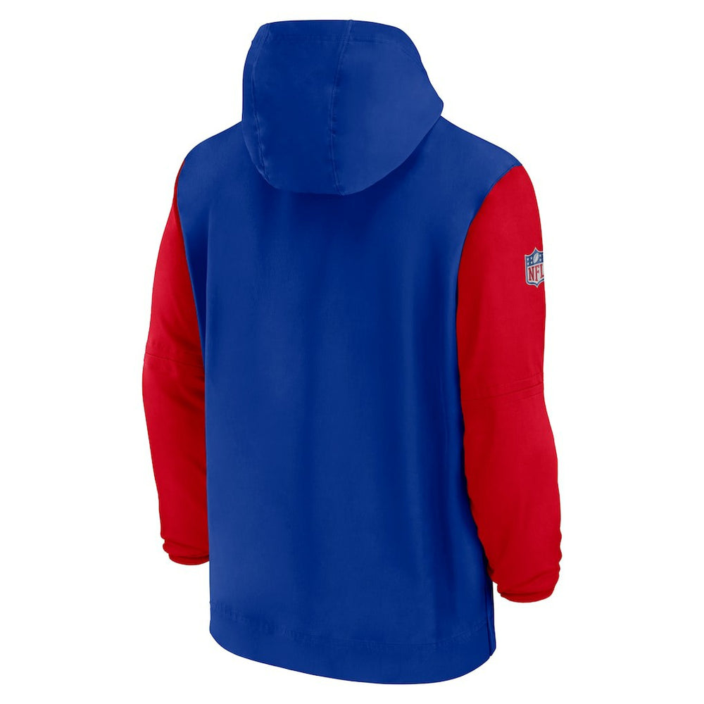 Buffalo Bills 2024/25 Sideline Pre-Game Player 1/2-Zip Hoodie Jacket - Royal/Red - Nike