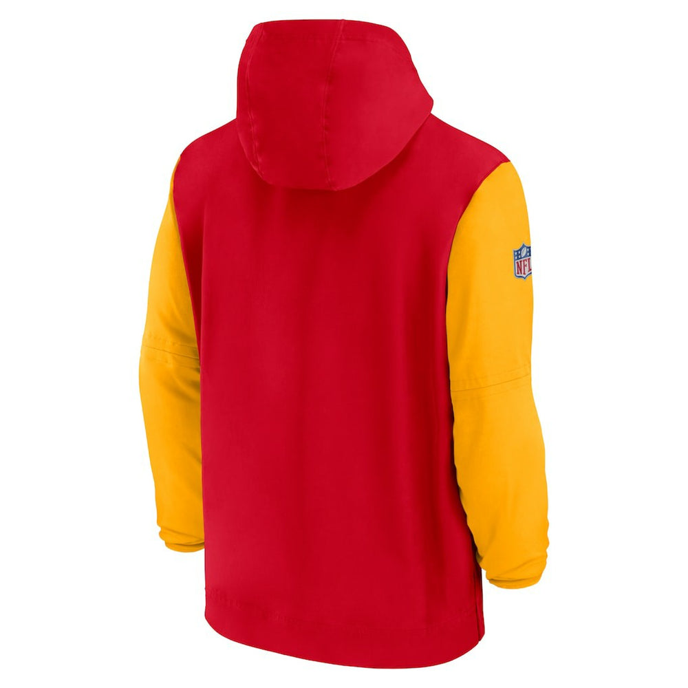 Kansas City Chiefs 2024/25 Sideline Pre-Game Player 1/2-Zip Hoodie Jacket - Red/Gold - Nike