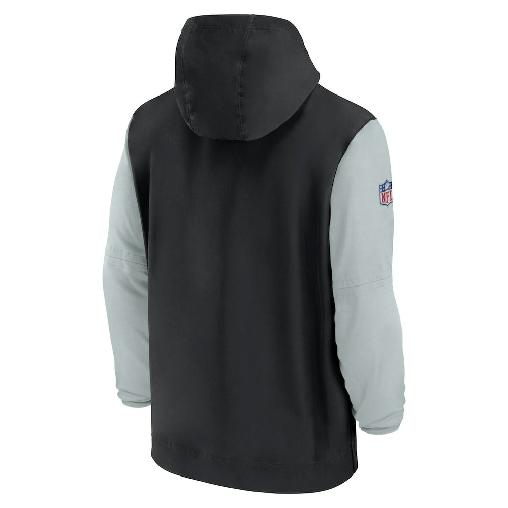 Las Vegas Raiders 2024/25 Sideline Pre-Game Player 1/2-Zip Hoodie Jacket - Black/Silver - Nike