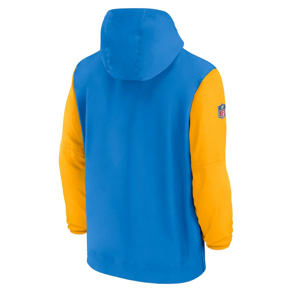 Los Angeles Chargers 2024/25 Sideline Pre-Game Player 1/2-Zip Hoodie Jacket - Powder Blue/Gold - Nike