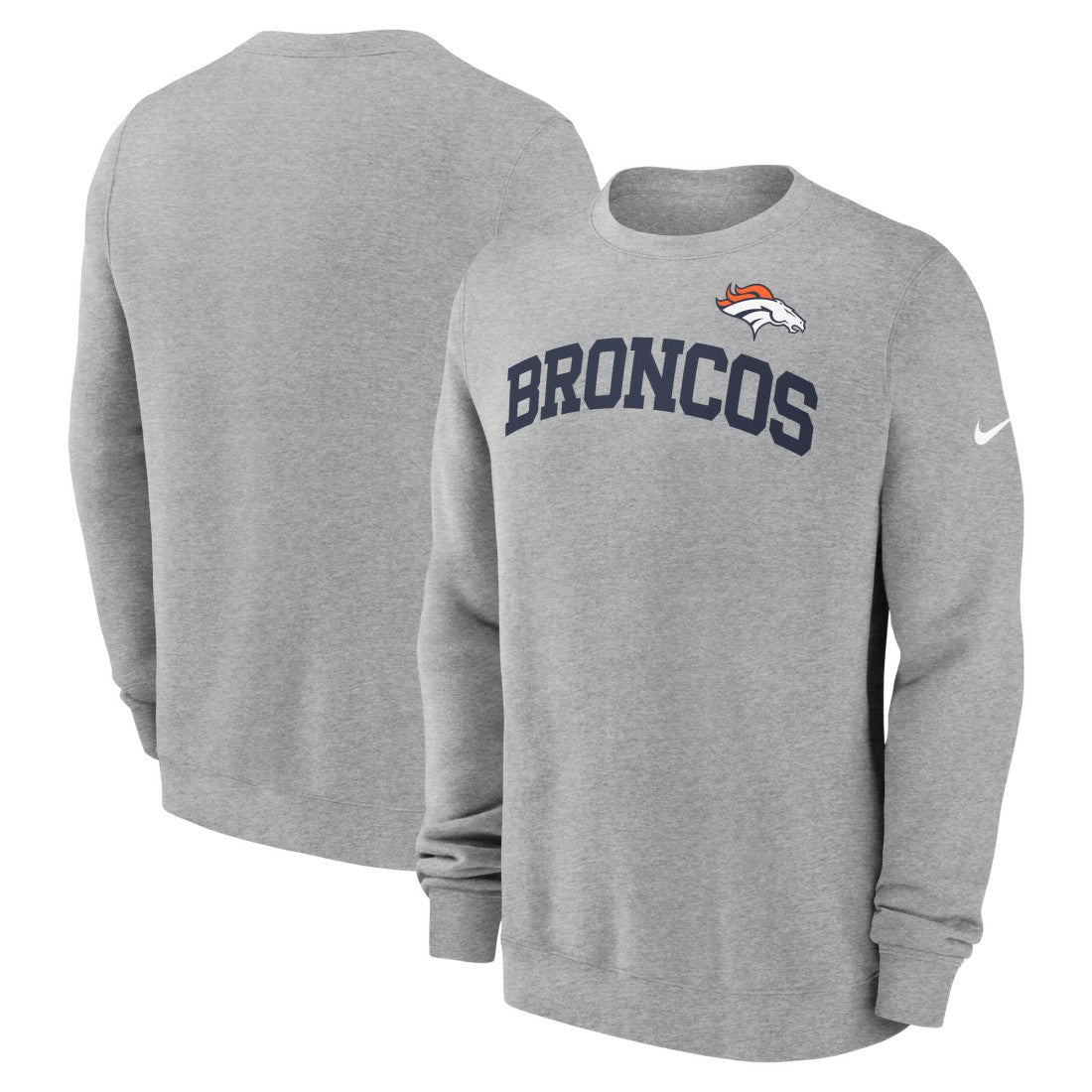 Denver Broncos Club Pullover Sweatshirt - Heather Gray - Nike