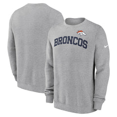 Denver Broncos Club Pullover Sweatshirt - Heather Gray - Nike