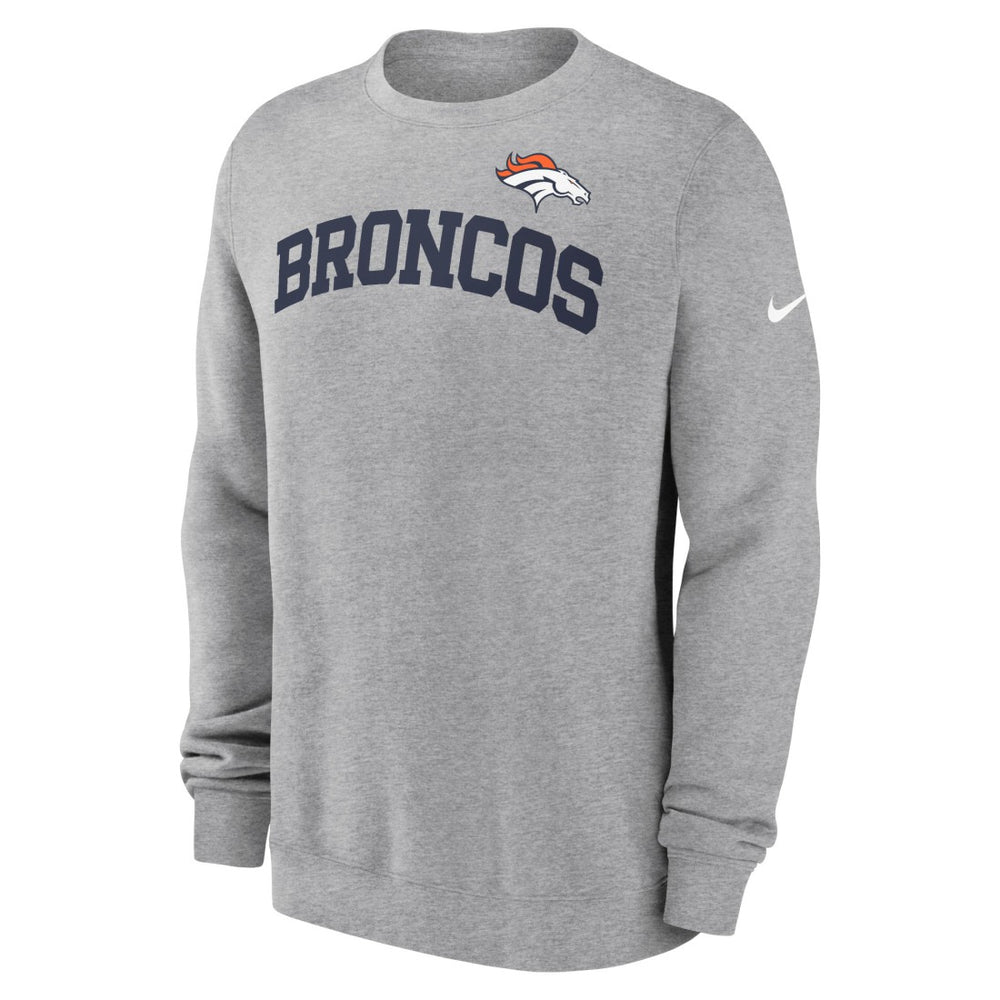 Denver Broncos Club Pullover Sweatshirt - Heather Gray - Nike