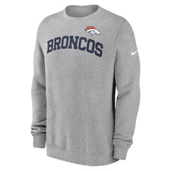 Denver Broncos Club Pullover Sweatshirt - Heather Gray - Nike