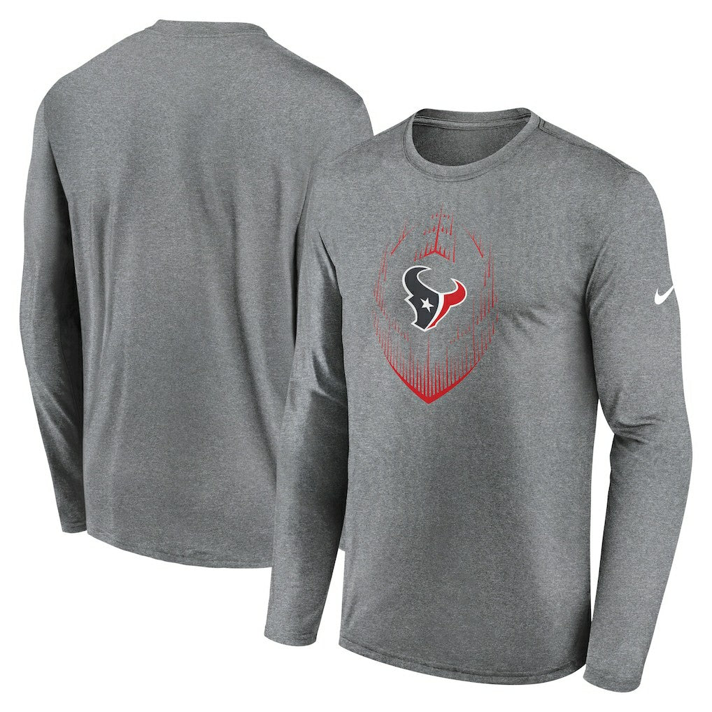 Houston Texans Icon Legend Performance Long Sleeve T-Shirt - Heather Gray - Nike