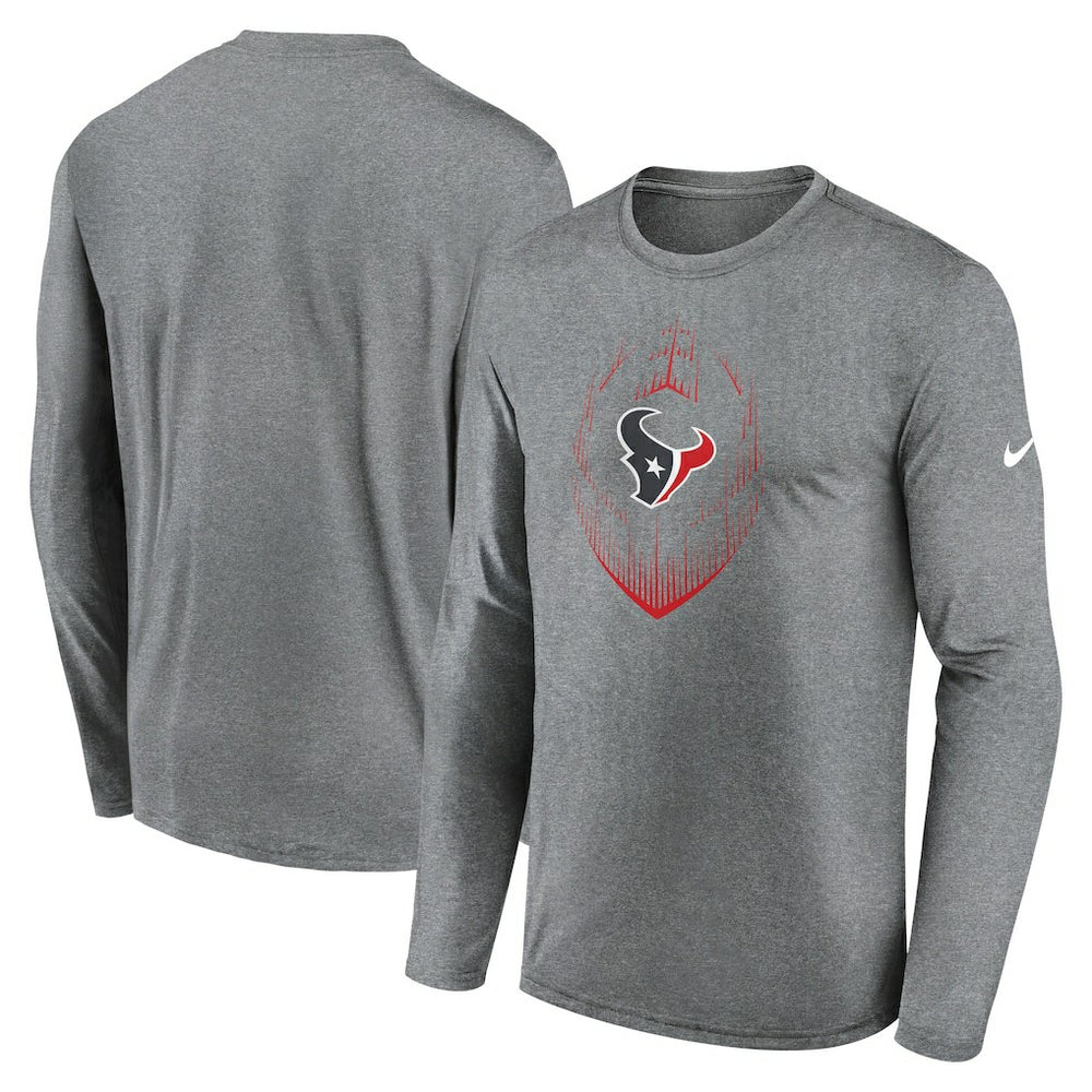 Houston Texans Icon Legend Performance Long Sleeve T-Shirt - Heather Gray - Nike