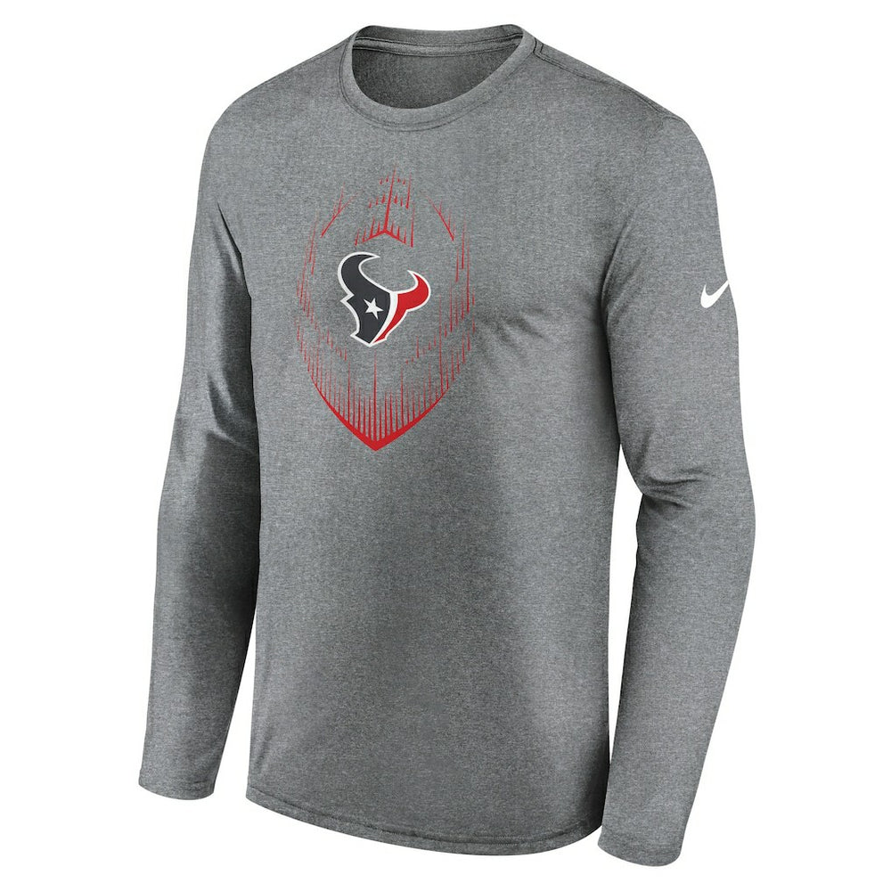 Houston Texans Icon Legend Performance Long Sleeve T-Shirt - Heather Gray - Nike