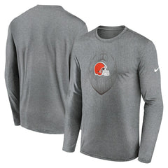 Cleveland Browns Icon Legend Performance Long Sleeve T-Shirt - Heather Gray - Nike